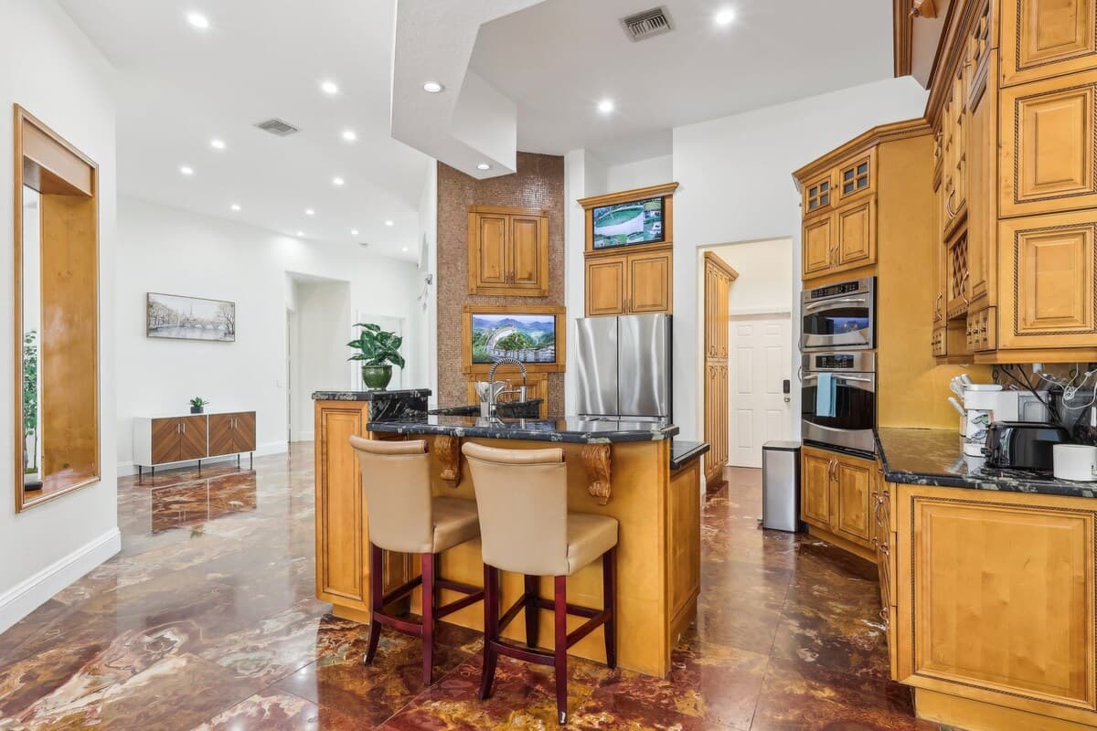 Kitchen and gathering space at Coconut Bliss Villa
